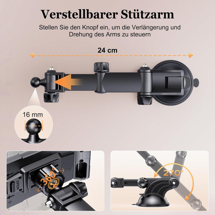 OHLPRO Tablet Halterung Auto Vorne, iPad Halterung Saugnapf, Windschutzsche und Armaturenbrett Unive