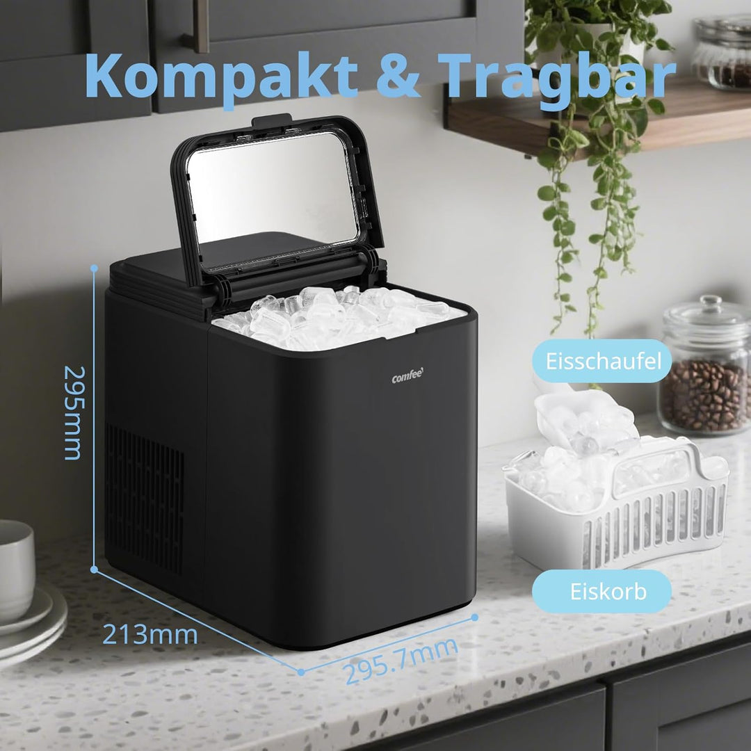 COMFEE' RCI12BL1EU(E) Eiswürfelmaschine, 8 Eiswürfel in 6 Min.,12 kg/24 Std.,1,3L Wassertank, Selbst