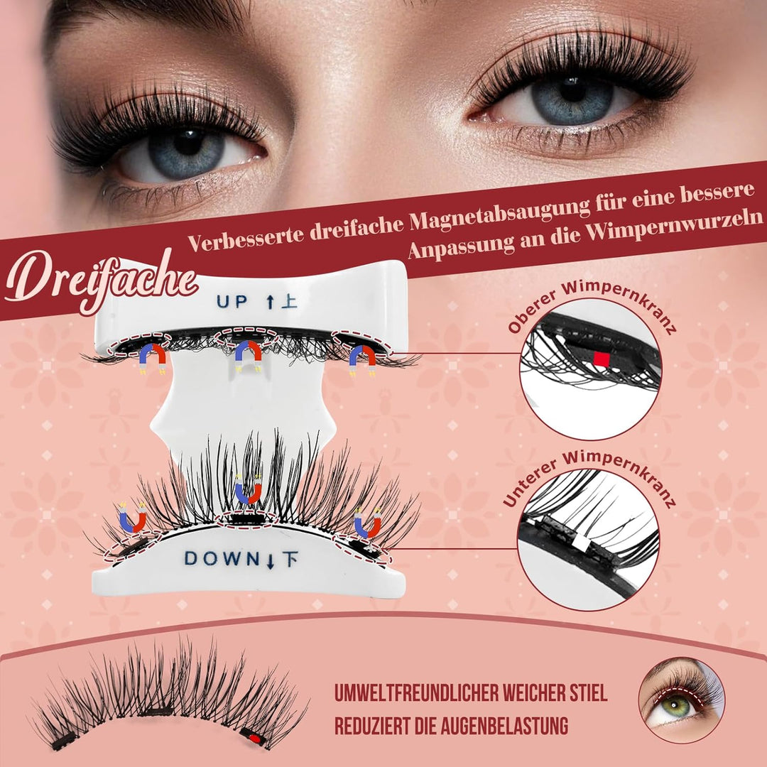 Higu clace Magnetische Wimpern,Magnet Wimpern Ohne Eyeliner,Magnetische Wimpern mit Applikator, Kein