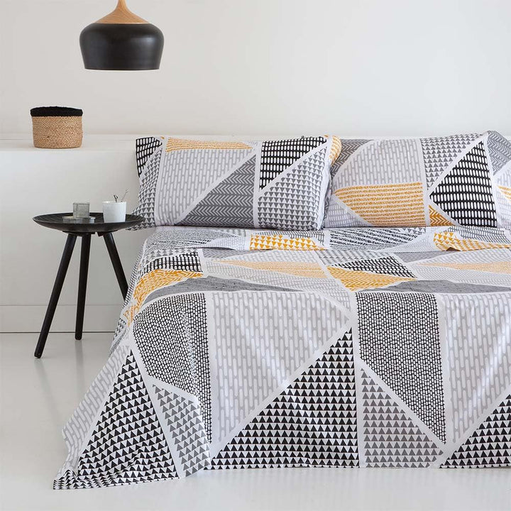 COTTON ARTean Geka Bettwäsche-Set, 200 x 190/200, 50 % Baumwolle, 50 % Polyester, Farbe Grau und Sen