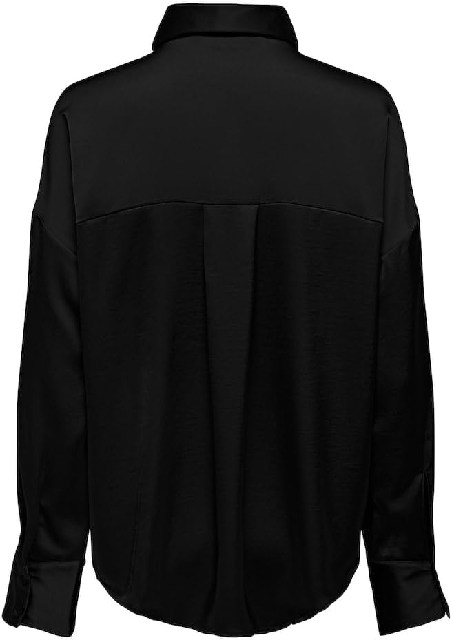 ONLY Damen Onlmarta Ls Oversize Satin Shirt WVN Bluse, Schwarz