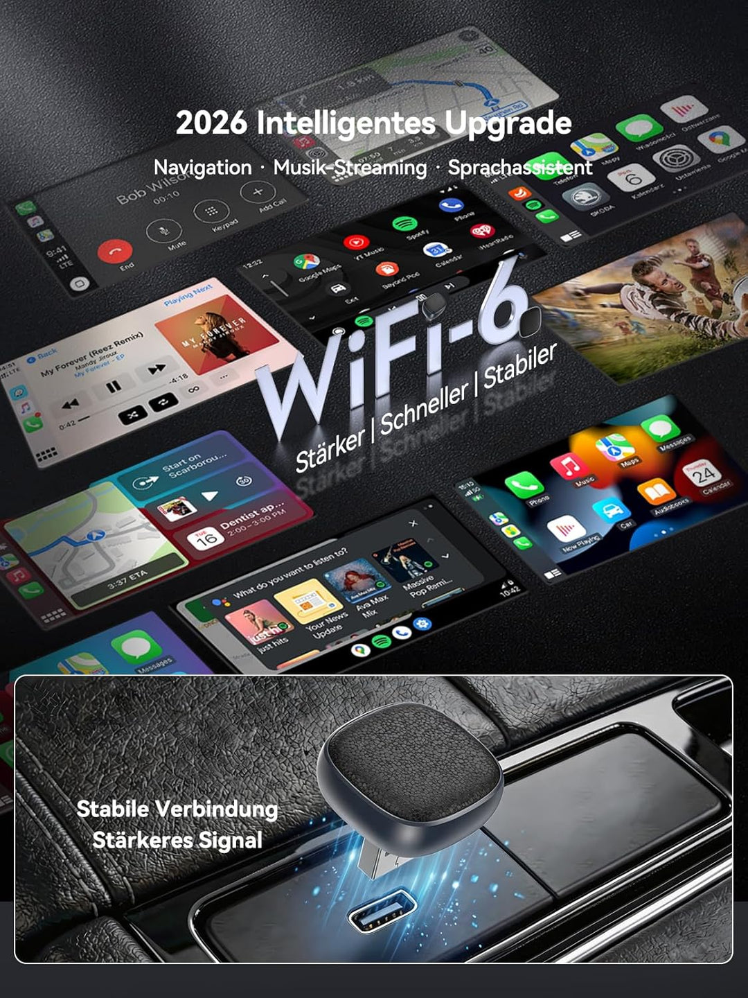 Spedal CarPlay Wireless Android Auto Adapter – per Tastendruck zwischen Zwei Handys wechseln (iPhone