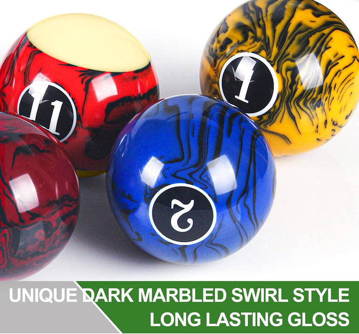 Billiard Balls Set Pool Table Balls Marble-Swirl &amp; Classic Style 16 Ball Set Turnier Dark Marble, Tu