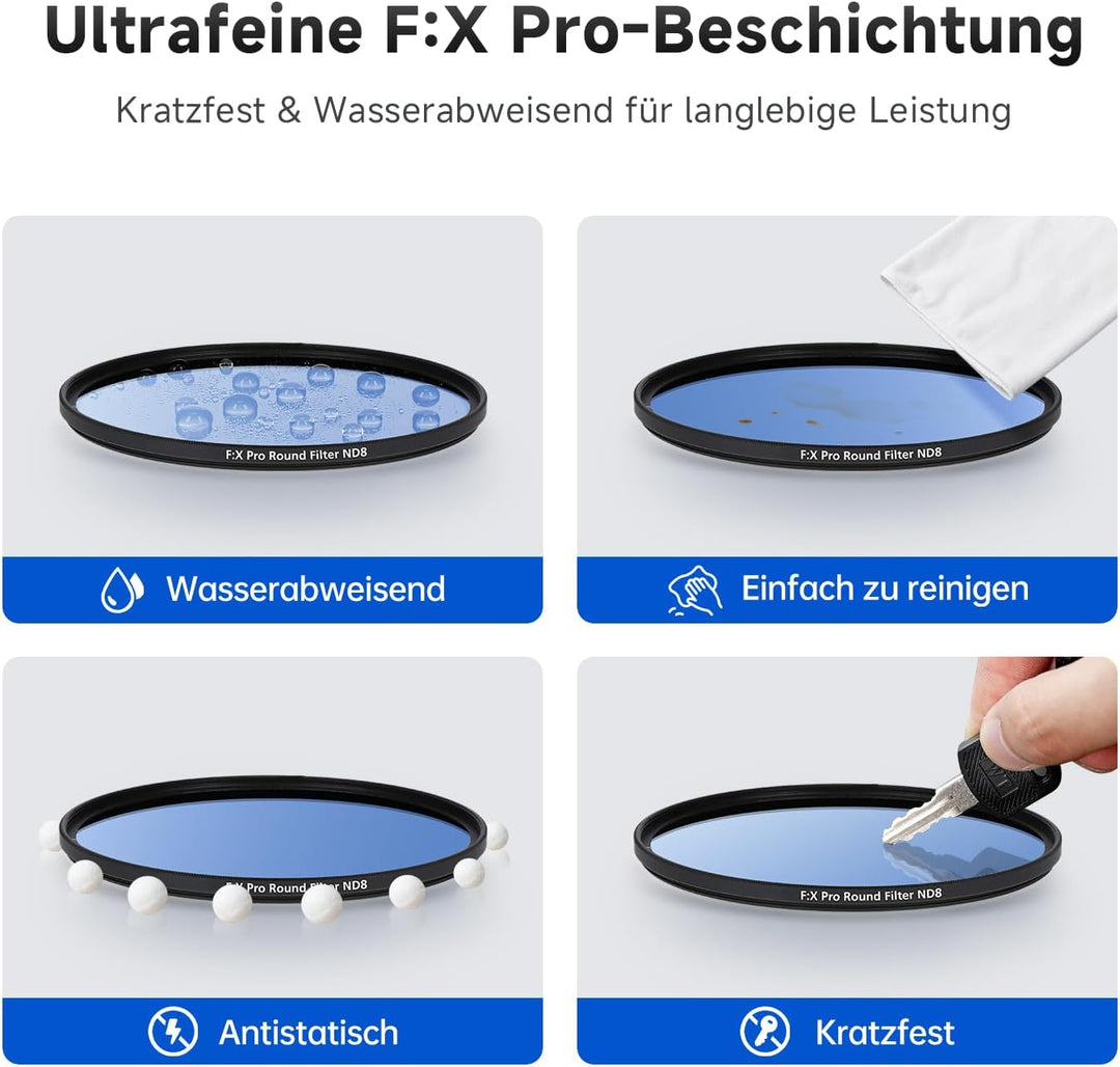 Rollei F:X Pro ND Filterset (ND 8, ND 64, ND1000) Neutraldichtefilter Set mit 3 Graufiltern (52mm),