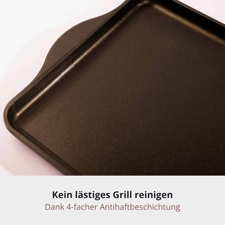 Lieblingspfanne Teppanyaki Grillplatte XXL 43x28 cm - mit Seitengriffen - glatte antihaftbeschichtet