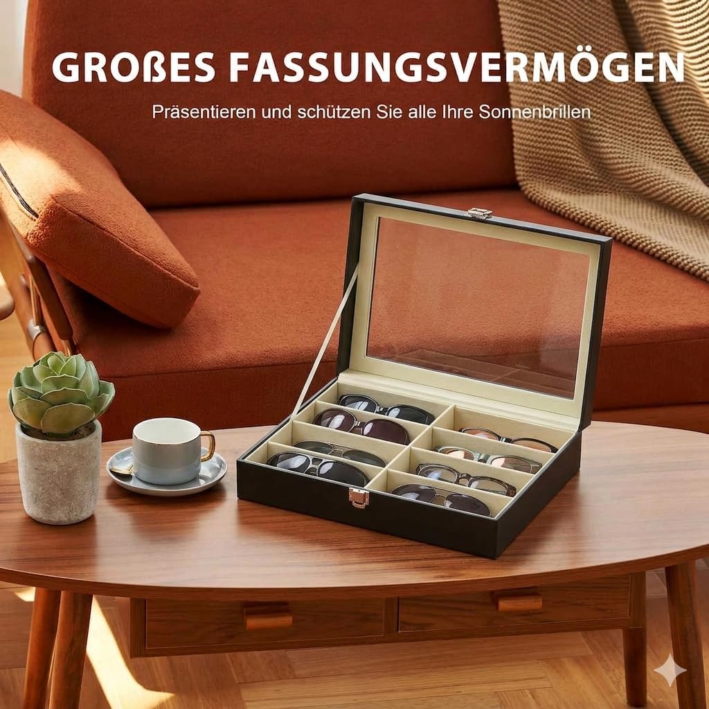 CO-Z Brillenbox Brillenaufbewahrung Brillen Aufbewahrungsbox Sonnenbrillen Case von 8 Brillen Sonnen