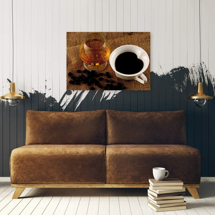 Feeby Wandbild Kaffee Druckbild Leinwandbild für Wohnzimmer Braun 100x70 cm M14317 100x70 cm, M14317