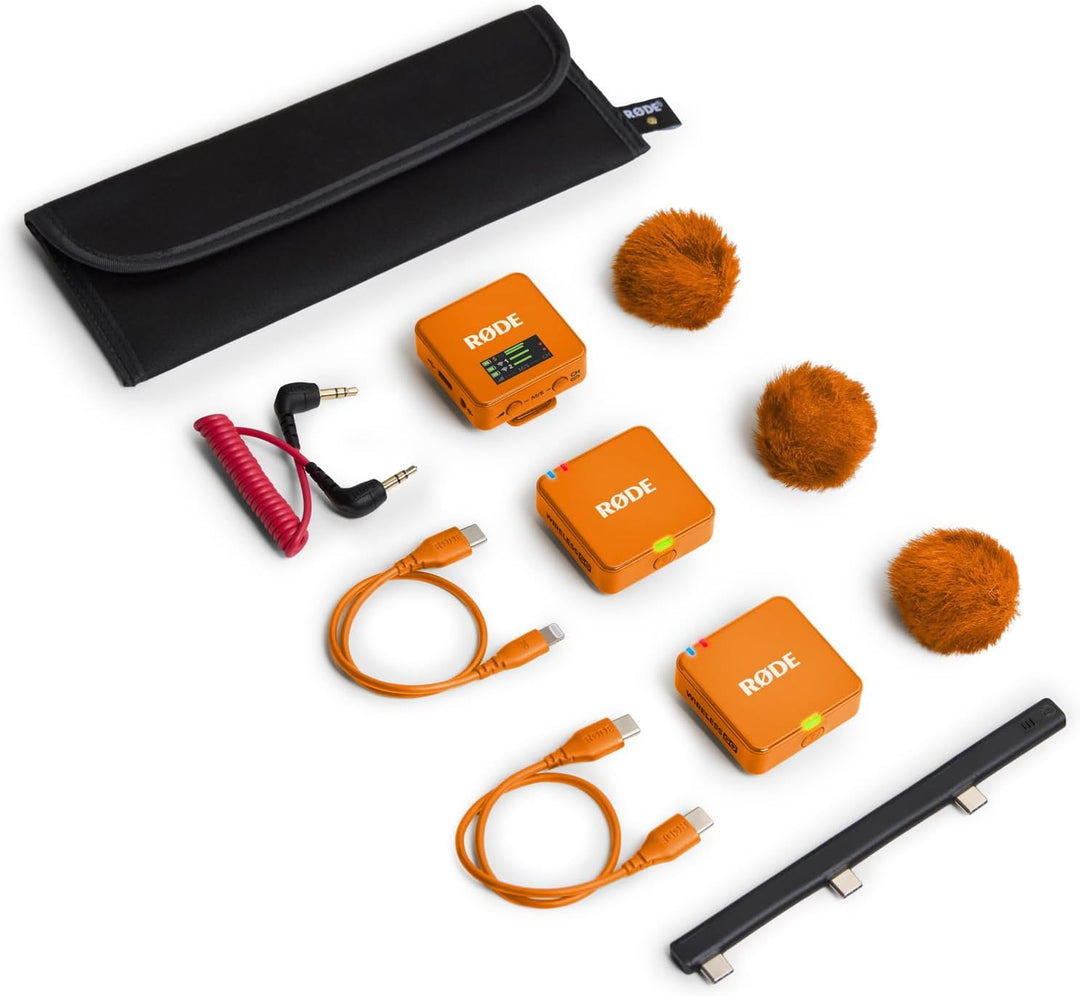 Rode Wireless GO Gen 3 Drahtloses 2-Kanal Mikrofon-Funksystem Orange mit Charge Case + 2X Lavalier G