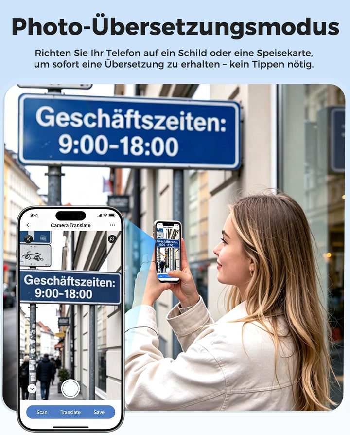 NE49 KI Übersetzungskopfhörer, 150 Sprachen &amp; 6 Modi Echtzeit Sprachübersetzer, Bluetooth 6.0 Kabell