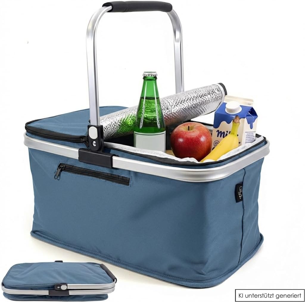 2 Stück 24L Einkaufskorb Gross Isolierkorb Kühlkorb Kühltasche Picknickkorb Thermotasche Kühltasche