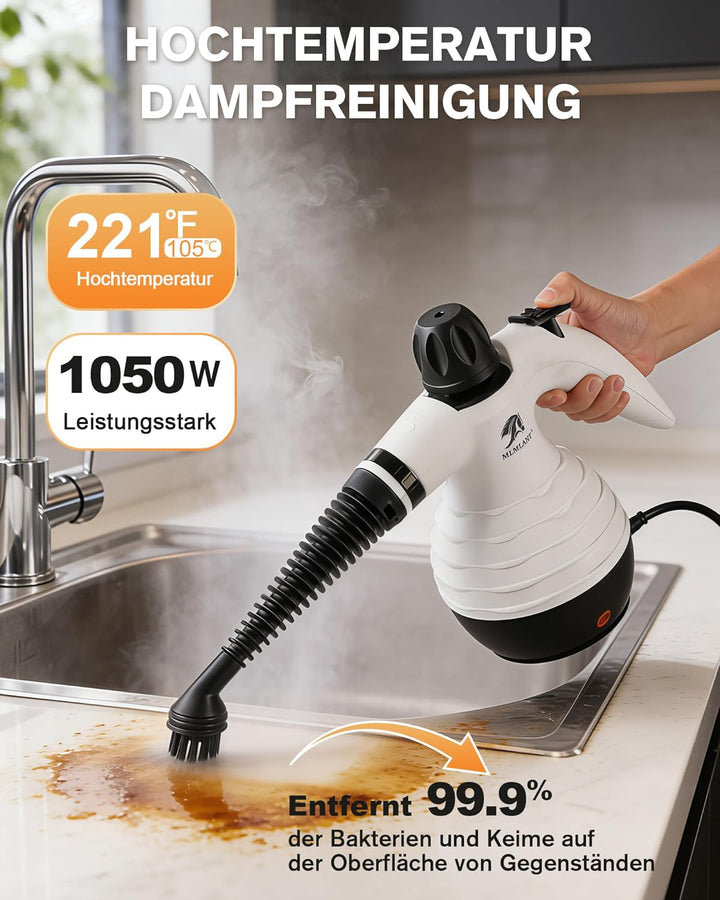 MLMLANT Dampfreiniger, Multifunktionaler Haushaltsreiniger mit Sicherheitsverschluss und 10 Zubehört