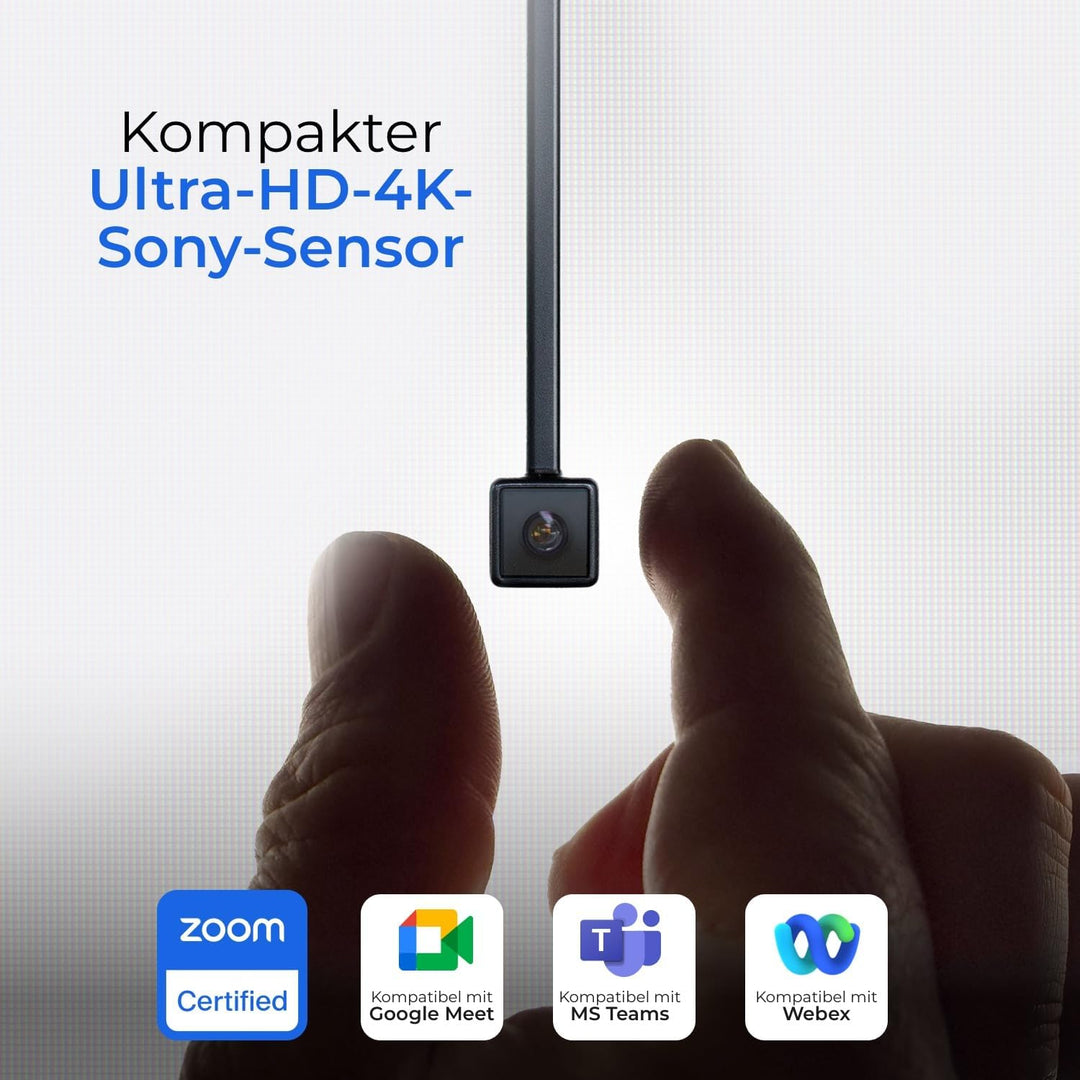 Pro 4K HD Webcam mit Mikrofon und Sichtschutzklappe,Augenkontakt-Webcam,Plug&Play mit automatischer