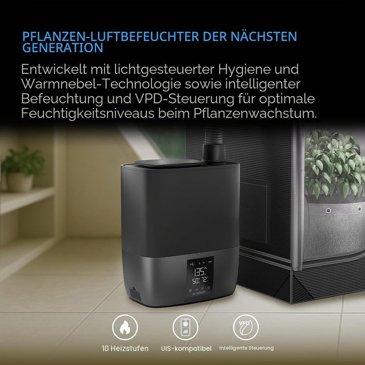 AC Infinity CLOUDFORGE T5, Warmnebel Pflanzenbefeuchter 9L mit VPD Luftfeuchtigkeit 10-stufige Steue