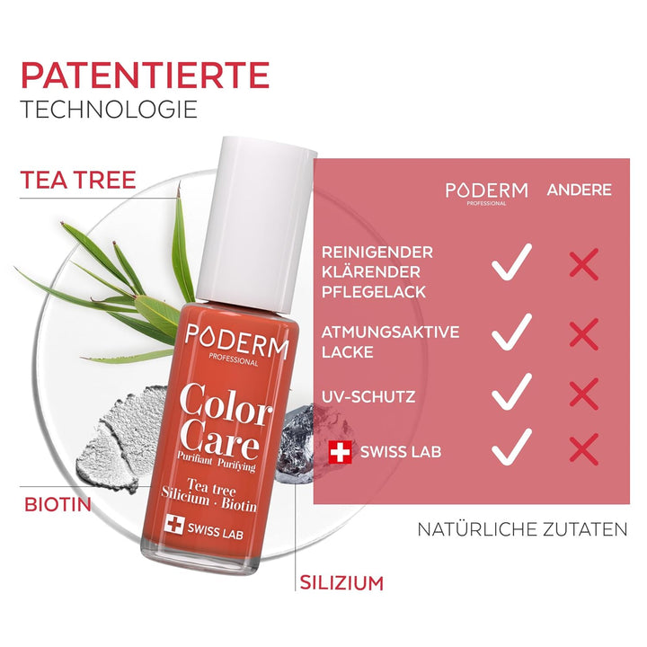 PODERM - TEEBAUM-NAGELLACK COLOR CARE Mango - verbessert das Aussehen für die gelbe oder brüchige Nä