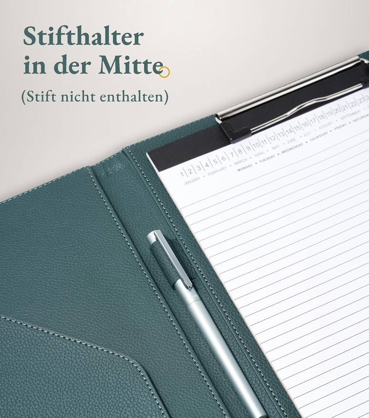 Mymazn Klemmbrett A4 mit Deckel, Mappe A4 Schreibmappe Klemmbrettmappe, PU-Leder Konferenzmappe mit