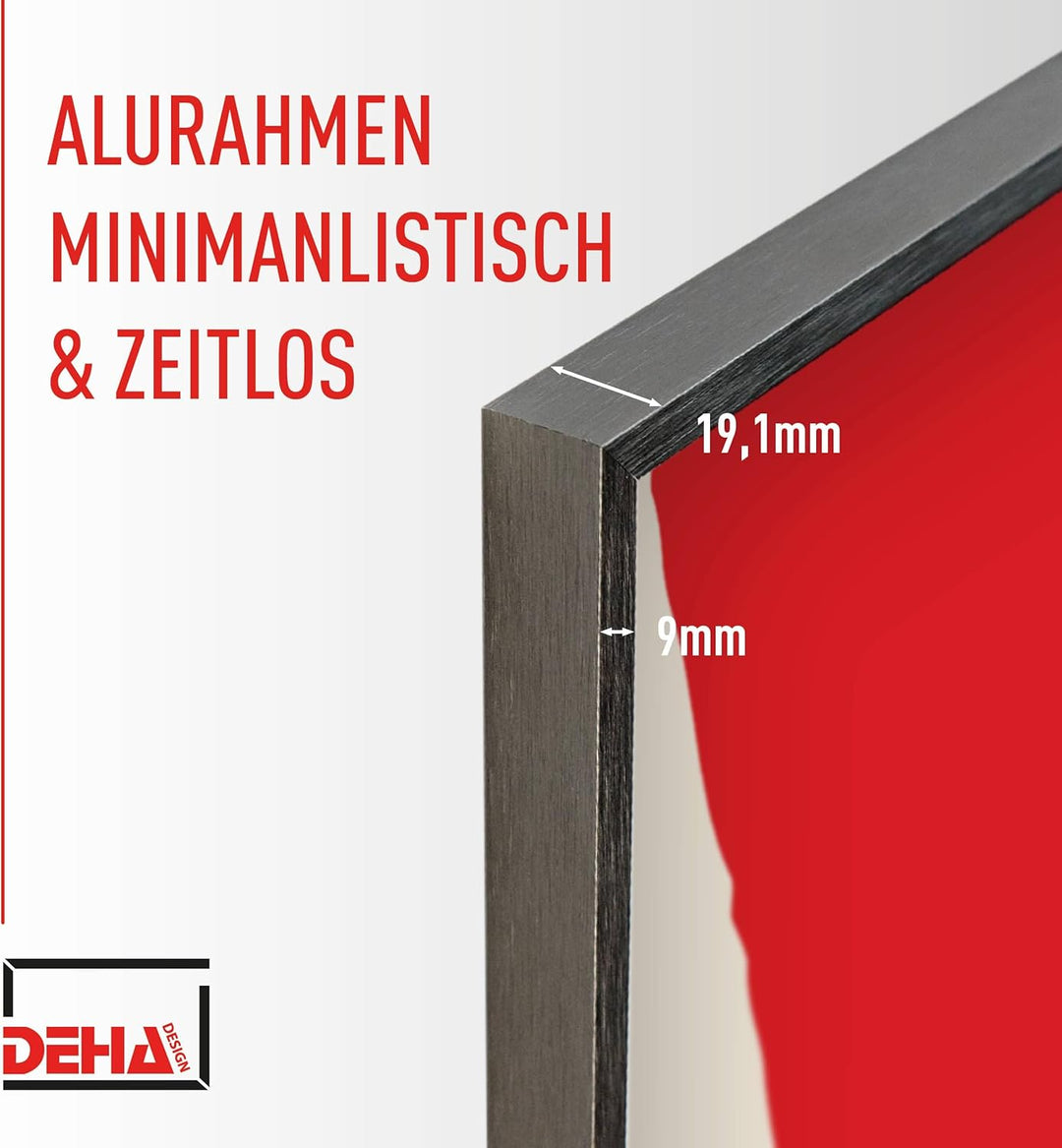 DEHA Design Bilderrahmen Tribeca, 50x70 cm, Aluminium Grau Matt, bruchsicheres Acrylglas, für Poster
