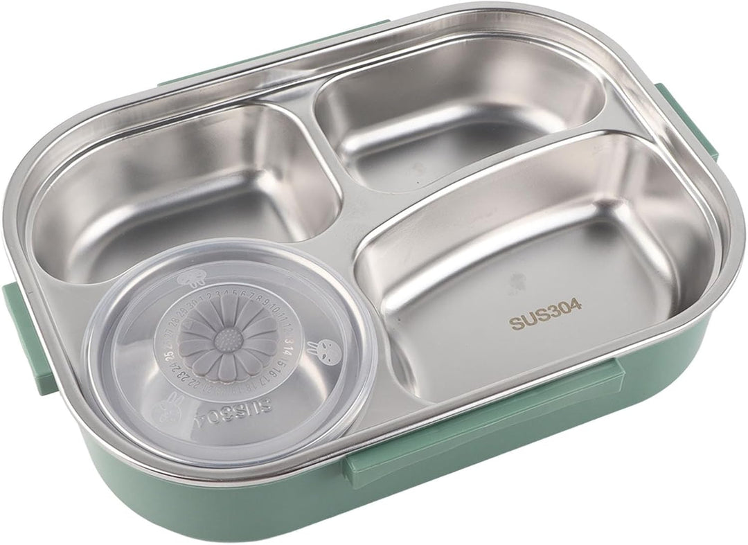 Lunchbox aus Edelstahl mit 4 Gittern, Box, Auslaufsichere Metallboxen, Tragbarer Lebensmittelaufbewa