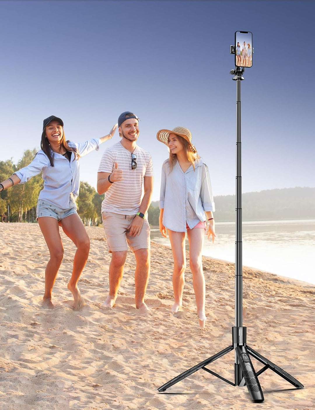 179cm Handy Stativ für Smartphone, Stabil und Tragbar Aluminium Selfie Stick Stativ, Handystativhalt