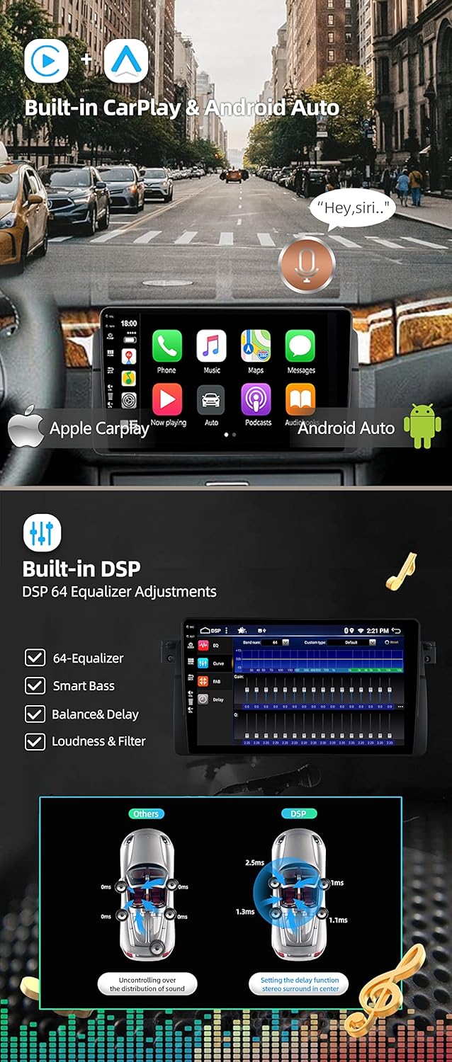 JOYX Android 12 IPS Autoradio Passt für BMW E46 / M3 / 3 Series (1998-2005) - 4G+64G - Eingebaut DSP