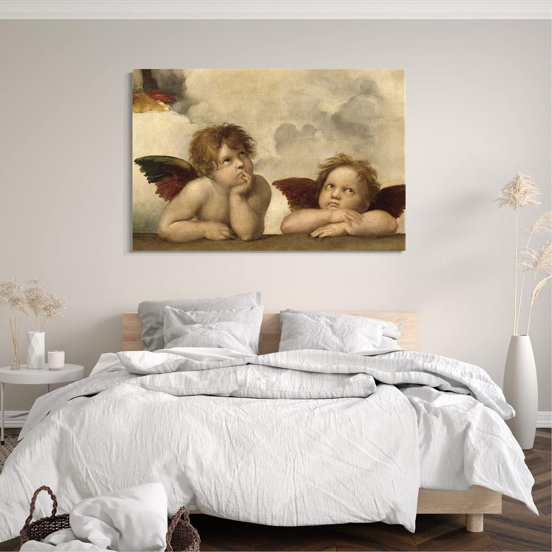 Printed Paintings Leinwand (60x40cm): Raphael - Sixtinische Madonna, Zwei Engel 60x40 cm, 60x40 cm