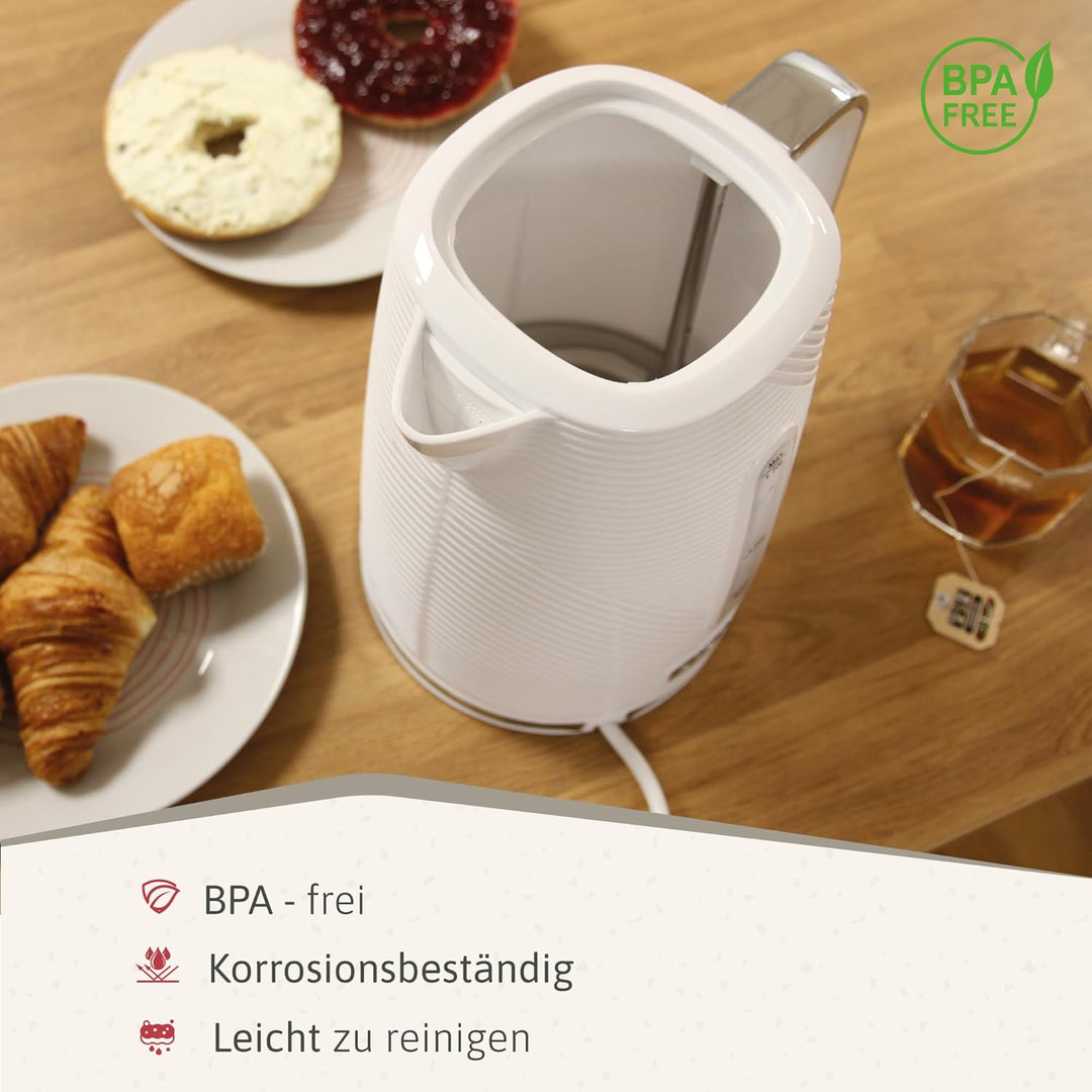 briebe Elegance Wasserkocher 1,7L Elektrischer Teekocher 2200W Schnell Aufheizender, BPA-frei, 360°