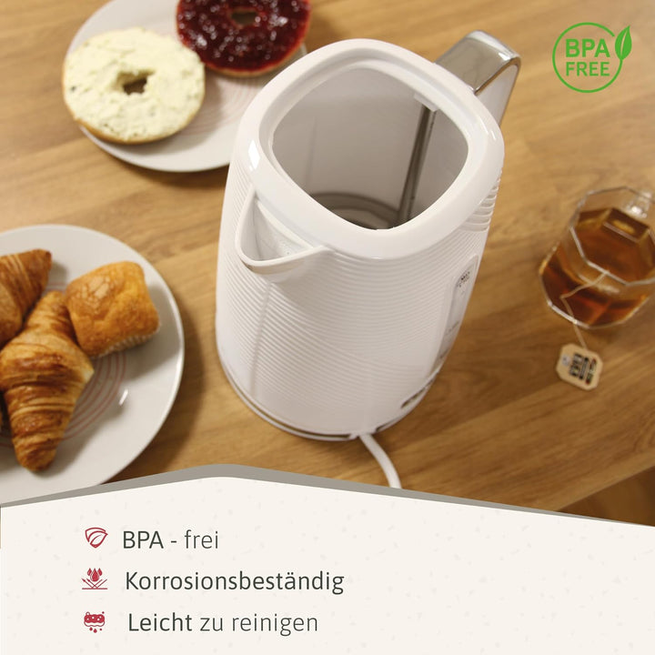 briebe Elegance Wasserkocher 1,7L Elektrischer Teekocher 2200W Schnell Aufheizender, BPA-frei, 360°