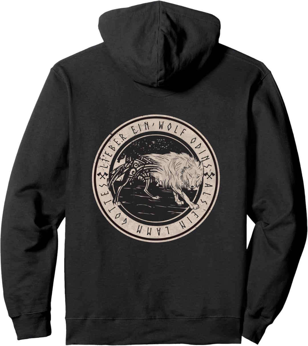 Nordische Mythologie Odin Wolf Valhalla (Zurück) Pullover Hoodie