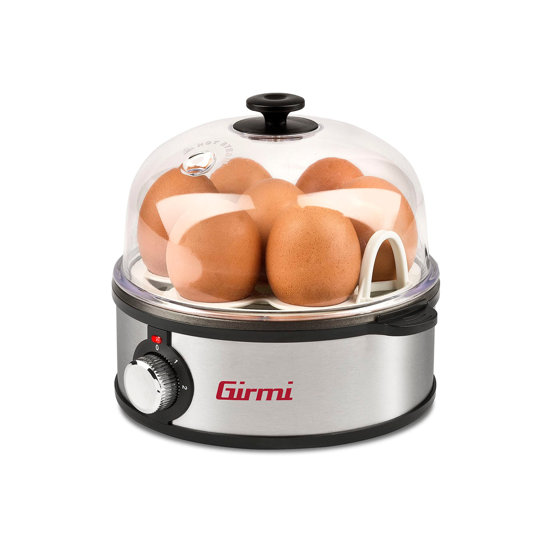 Girmi CU25 Dampfkocher für bis zu 7 Eier, 360 W, Gehäuse aus Edelstahl, Zubehör für Spiegeleier und