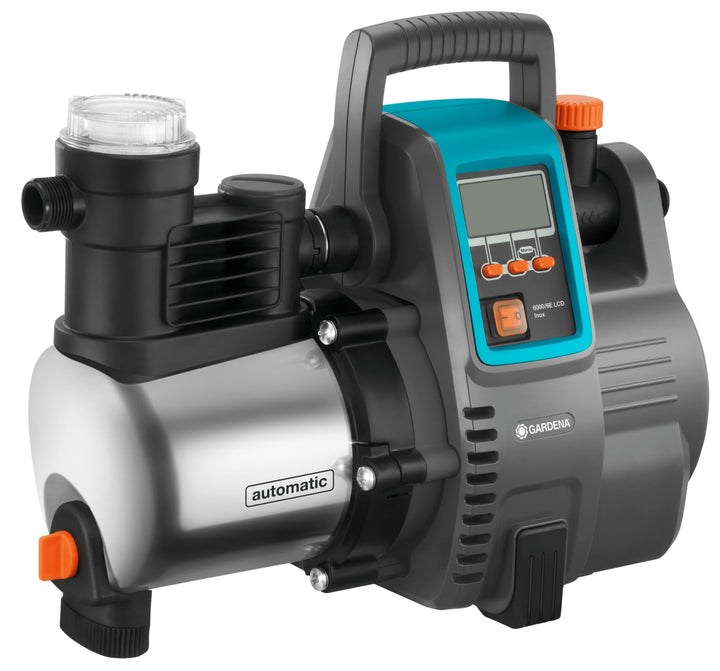 Gardena Premium Hauswasserautomat 6000/6E LCD Inox: Hauswasserpumpe mit 6000 l/h Fördermenge, 1300 W