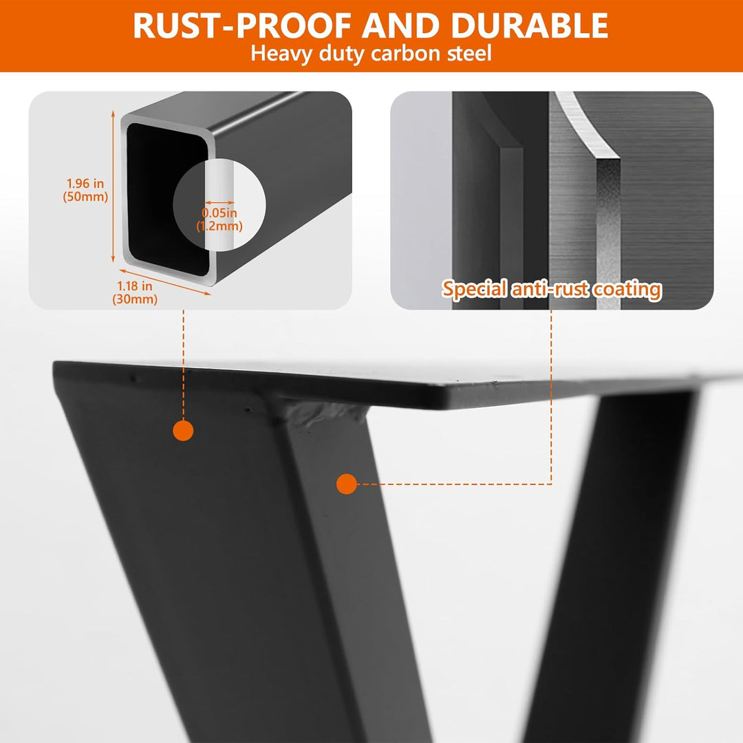 Homtone 2er-Set Schwerlast Metall Tischbeine, Industrielle Stahl Bankbeine Tischfüsse für DIY Coucht