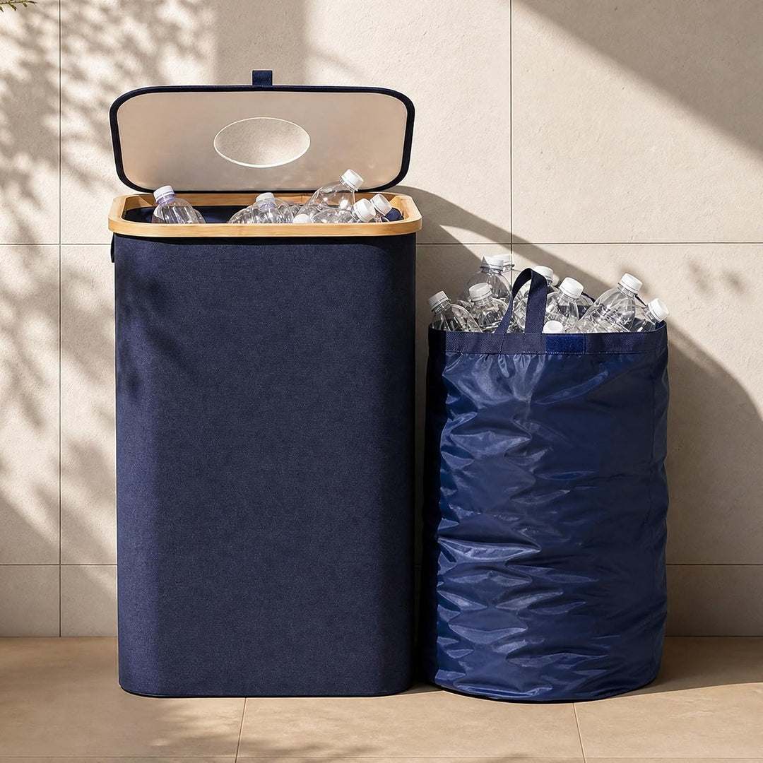 BAM BOO BOX Pfandflaschen Sammelbehälter 100L Blau – Pfandflaschen Behälter mit Einwurf – Flaschensa