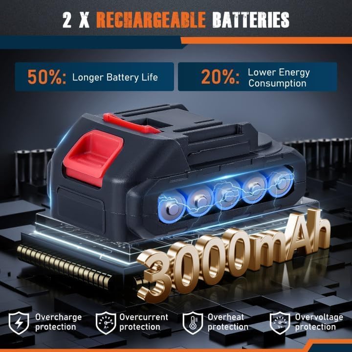 18V 2pcs 3.0Ah Ersatzbatterien und Ladegeräte