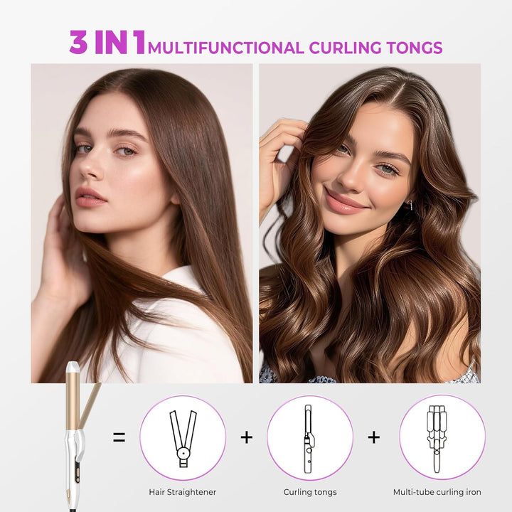 2 in 1 Glätteisen und Lockenstab, Vereint Locken und Glattes Haar in Einem GeräT, 32mm-Keramik-Ionen
