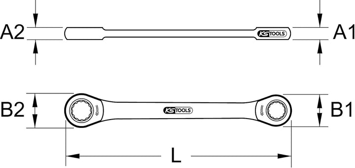 KS Tools 503.4505 GEARplus Doppel-Ratschenringschlüssel, 14x15mm, 14x15mm