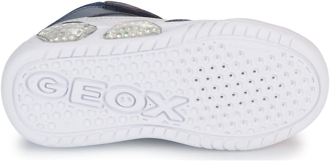 Geox Jungen J Illuminus Boy Sneaker 32 EU Navy Silver, 32 EU Navy Silver