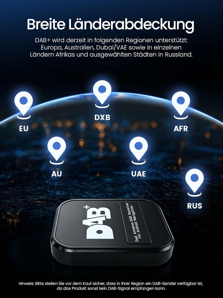 DAB+ Autoadapter mit Antenne für Autoradios mit Android 5.1+, Digitalradio-Antennen-Tuner mit FM-Übe