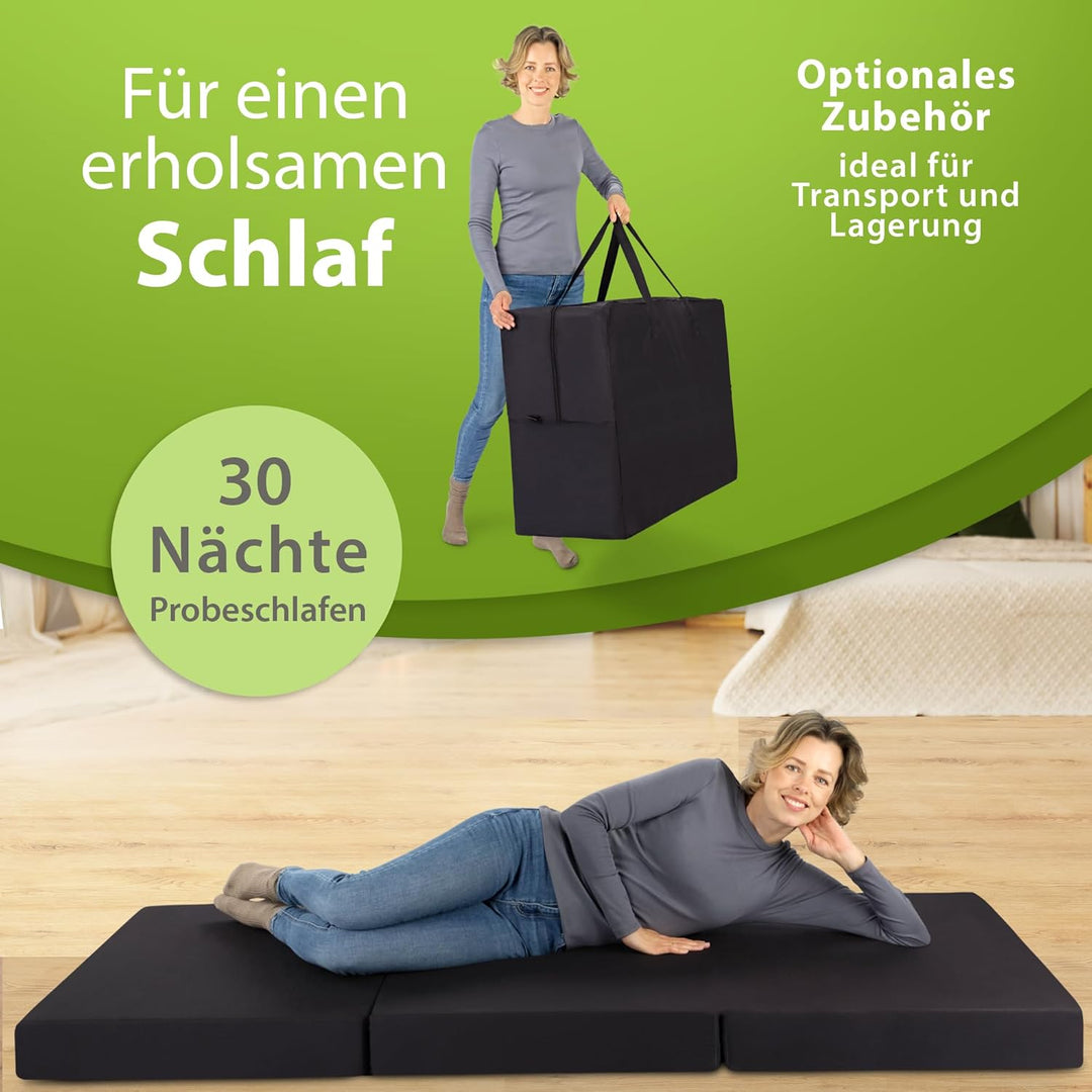 Klappmatratze 80x190 x 12 cm, Gästematratze klappbar Made in Germany, Faltmatratze VERGLEICHSSIEGER,