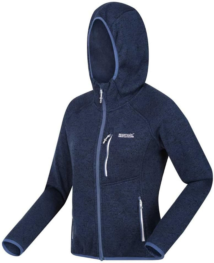Regatta Damen Newhill Strickfkleecejacke mit Kapuze RWA597 36 dunkelblau