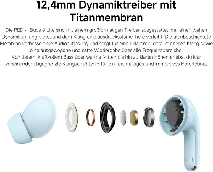 XIAOMI REDMI Buds 8 Lite: True-Wireless In-Ear Kopfhörer mit 42dB ANC, 12,4mm Treiber, bis zu 36 Std