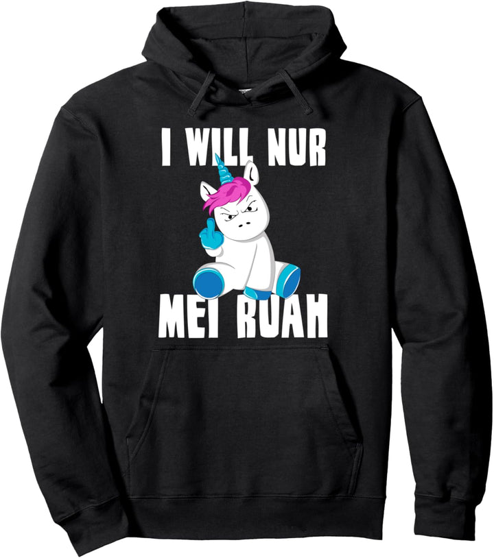 Ich hasse Menschen Einhorn Lustige Bayrischer Dialekt Spruch Pullover Hoodie
