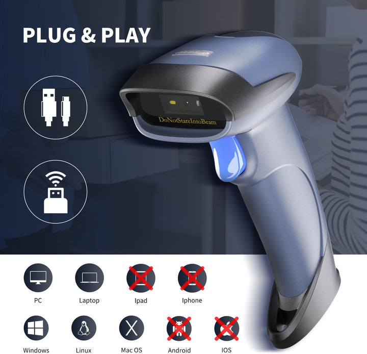 NetumScan 1D 2D QR Barcode Scanner 2.4G Wireless USB Wired Barcode Reader Scan DataMatrix Kompatibel