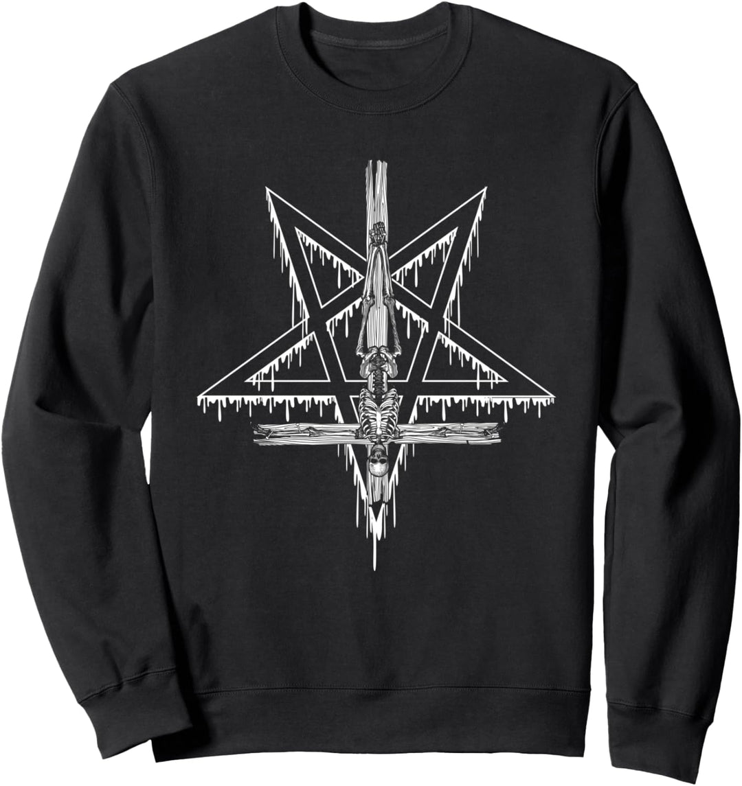 Umgedrehter Pentagramm-Skelett-okkulter Pullover Pagan Goth Sweatshirt