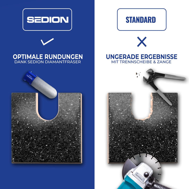 SEDION® Diamantfräser 20mm x M14 Premium - Exzellentes Bohren &amp; Fräsen von harten Fliesen - Fingerfr