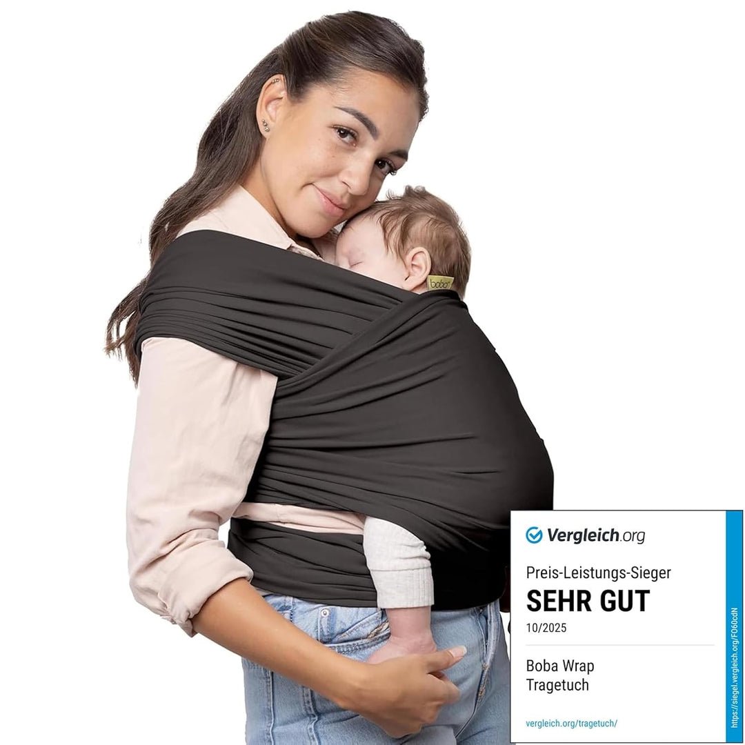 Boba Babytragetuch ab Geburt bis 15 kg - Kuschelweiches & Stützendes Baumwollfrottee, Tragetuch Baby
