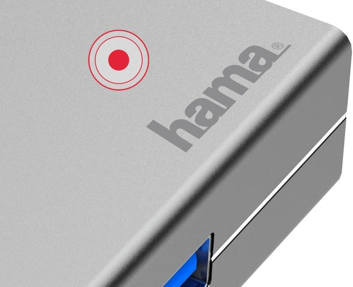 Hama USB C Hub 4 Ports (Multiport Adapter 1x LAN Gigabit Ethernet, 2X USB-A, 1x USB-C zur Übertragun
