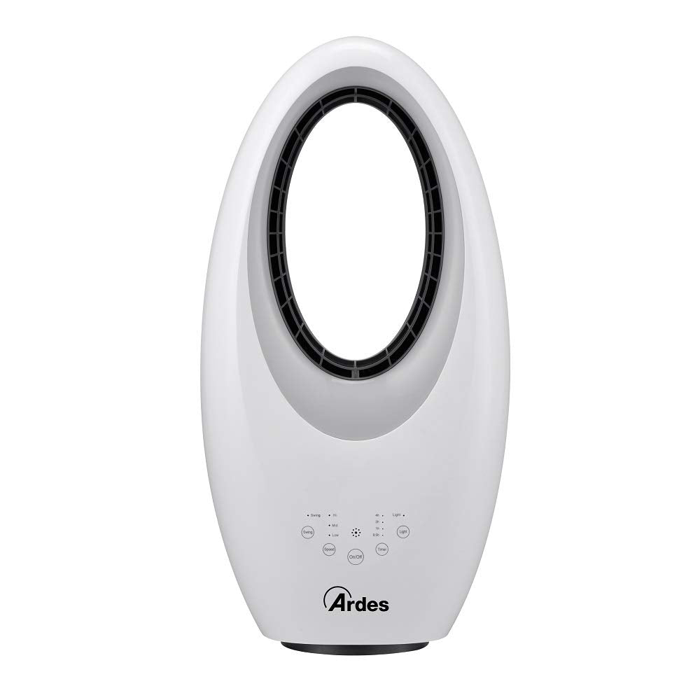 ARDES - Flügelloser Ventilator, leistungsstarker und leiser Ventilator mit Fernbedienung, LED-Nachtl
