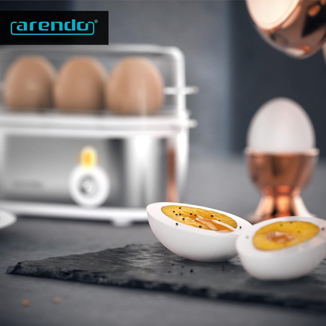 Arendo - Edelstahl Eierkocher Threecook - Egg Cooker - EIN AUS-Schalter - Wählbarer Härtegrad - 210