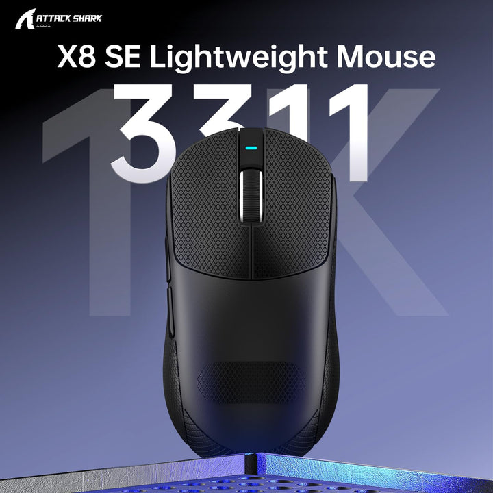 ATTACK SHARK X8SE Mouse with Grip Tape for Large Hand, 55g Superlight, PixArt PAW3311 Gaming Sensor,