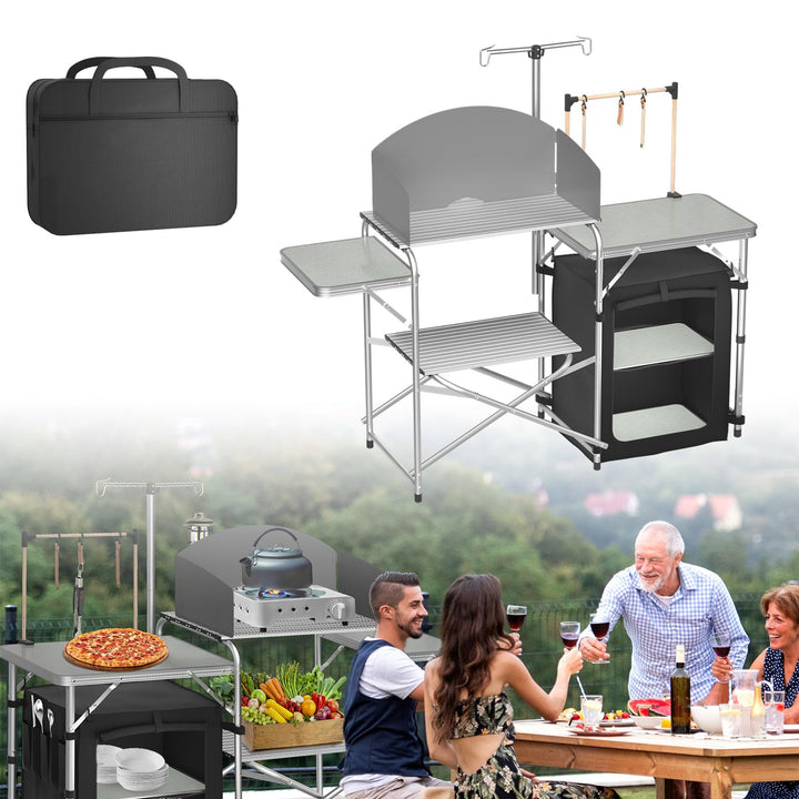ACXIN Campingküche Faltbarer Campingschrank, Küchenbox Reiseküche, mit Alurahmen, Staufächer, Tischp