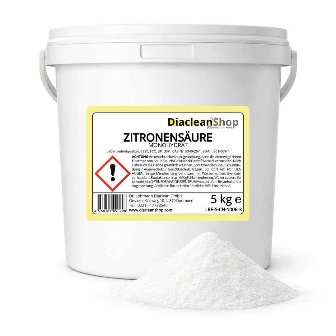 Zitronensäure Pulver 5kg | Lebensmittelqualität E330 | Ideal für Küche (Kochen, Backen) &amp; Haushalt (